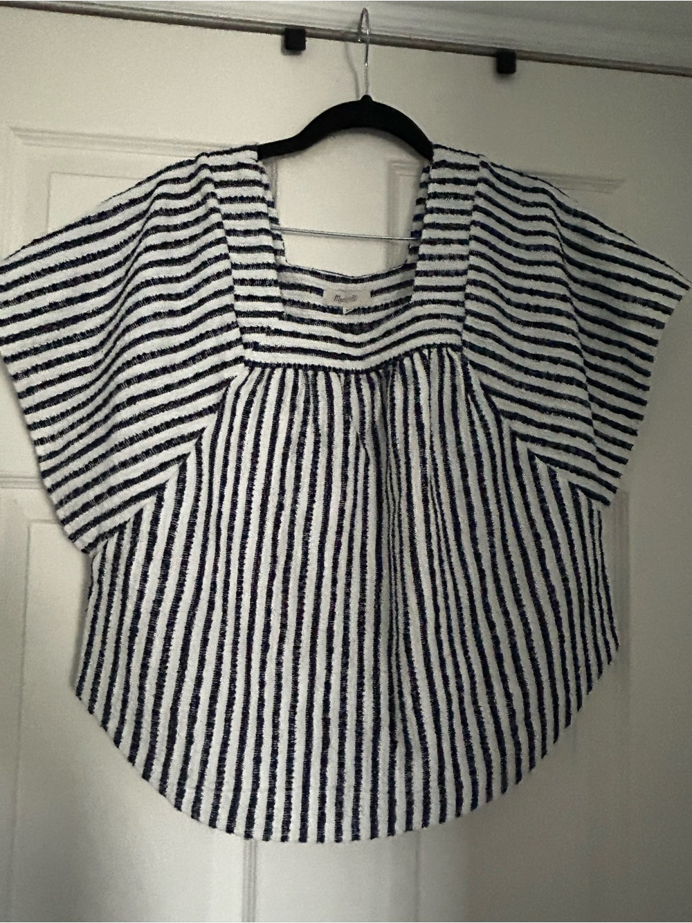 Madewell Navy & White Texture & Thread Butterfly Top in Isley Stripe